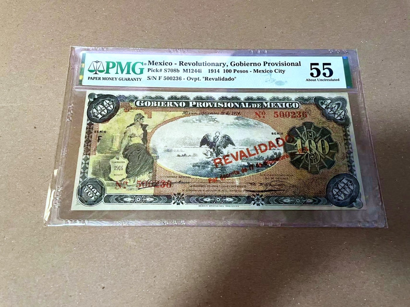 【Blue Auction】✨世界纸币精拍第468期【精】 【无47】墨西哥 1914年100比索 PMG55 