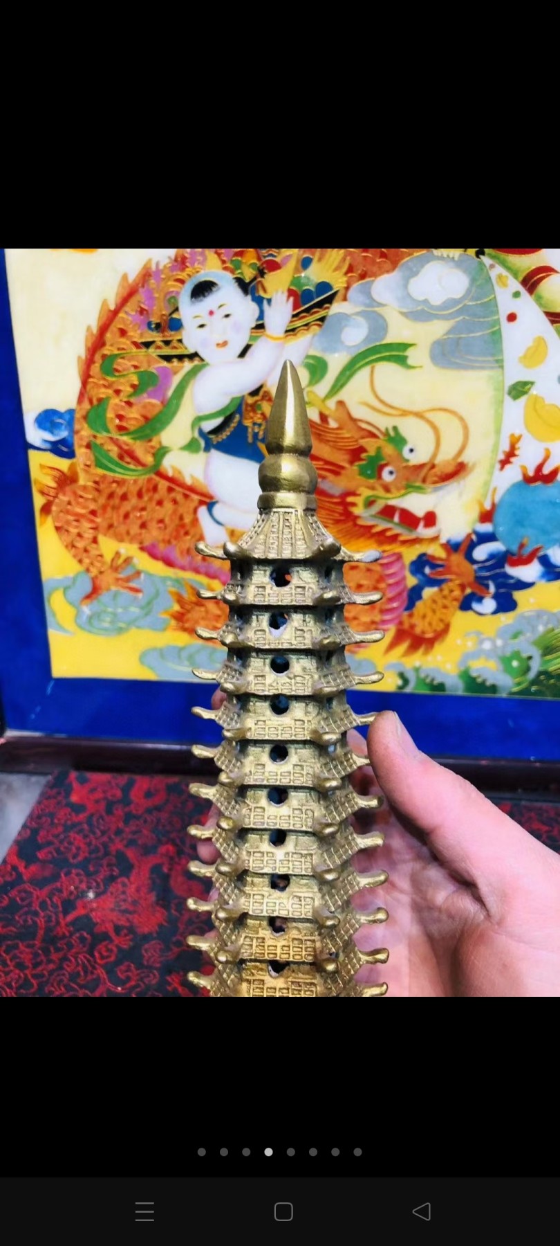 早期 铜 文昌塔一座！里带天然紫水晶！十分有意思！寓意好！居家摆放 学业有成！步步高升！陈设摆放精品！塔重二斤左右！水晶不小13公分！内有乾坤！收藏精品！