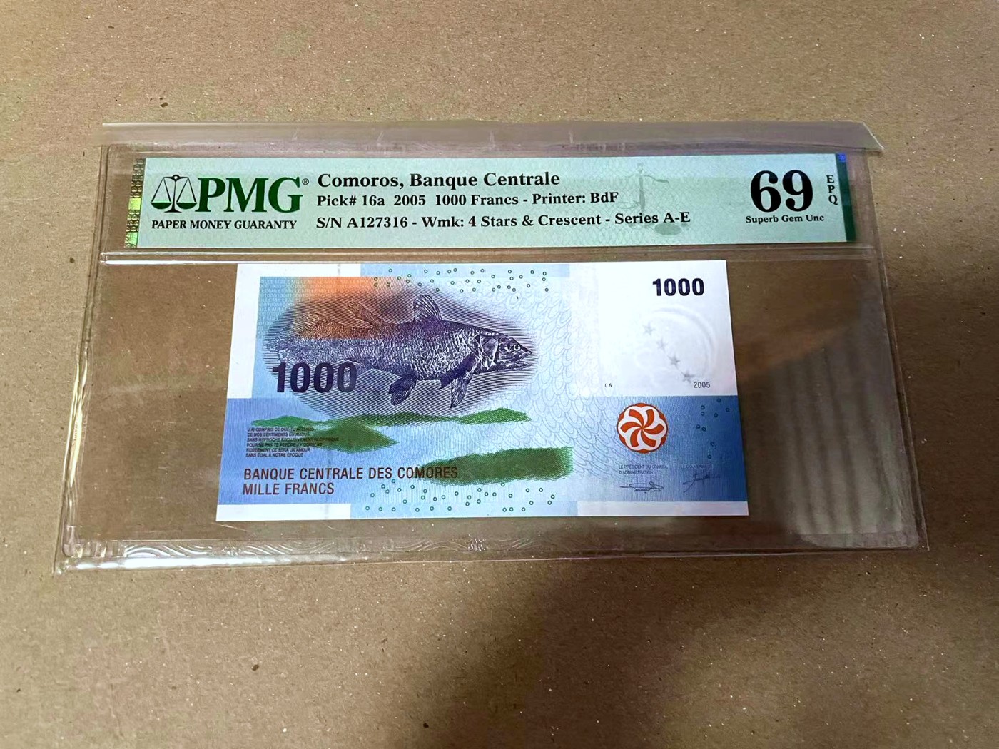 【Blue Auction】✨世界纸币精拍第468期【精】 【获奖钞】科摩罗 2005年1000法郎 PMG69EPQ 近满分少见 