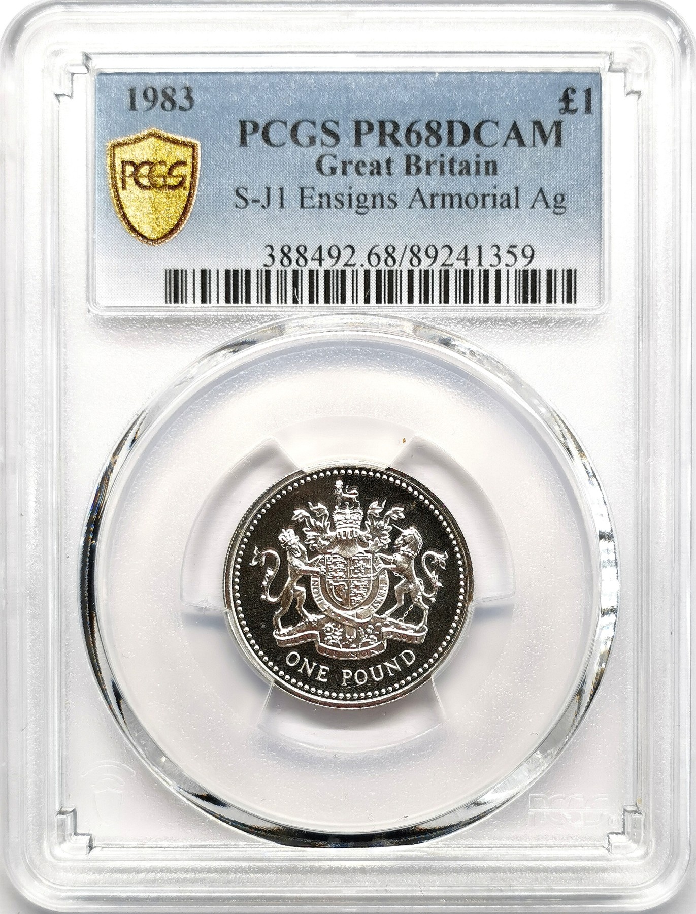 凡希社世界钱币微拍第二百六十七期 1983英国皇家纹章1英镑银币精铸PCGS-PR68DCAM