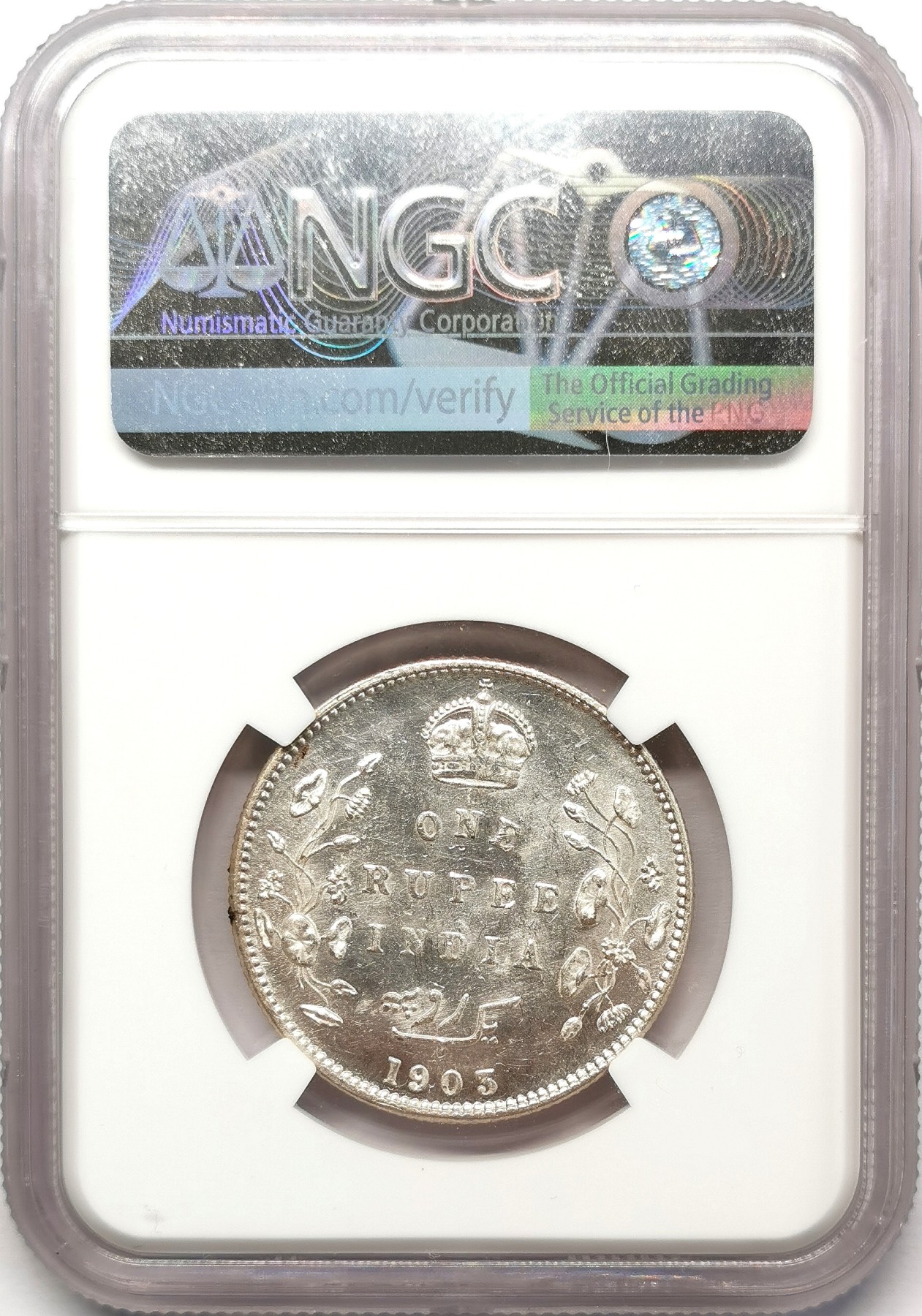 凡希社世界钱币微拍第二百六十七期 1903B英属印度爱七卢比NGC-MS63