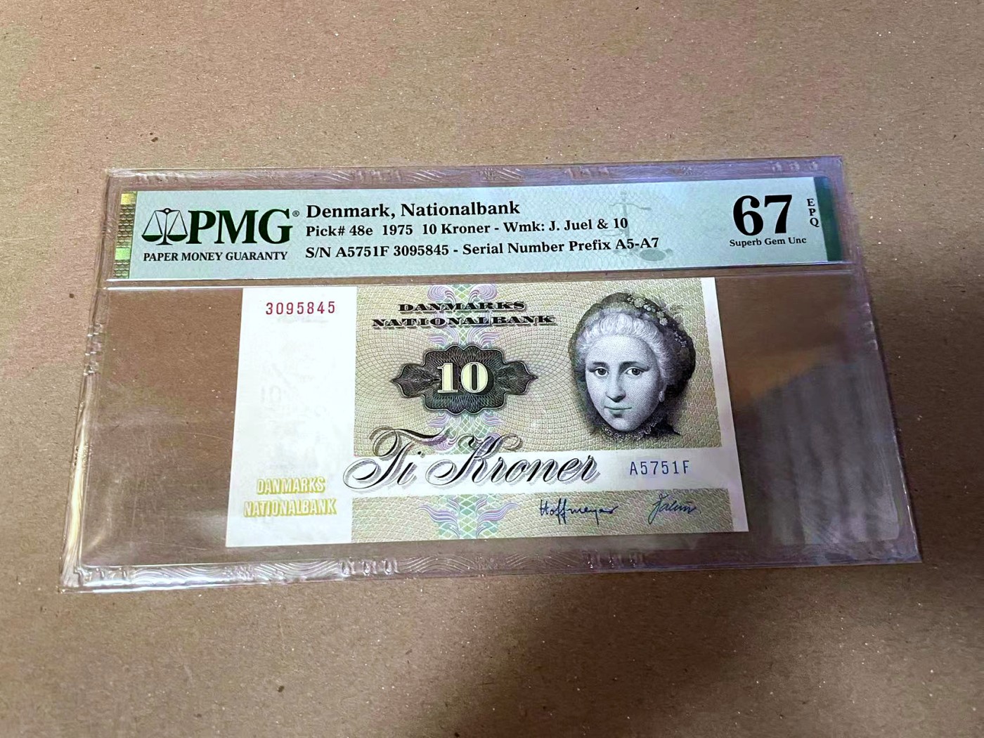 【Blue Auction】✨世界纸币精拍第468期【精】 丹麦 1975年10克朗 PMG67EPQ高分