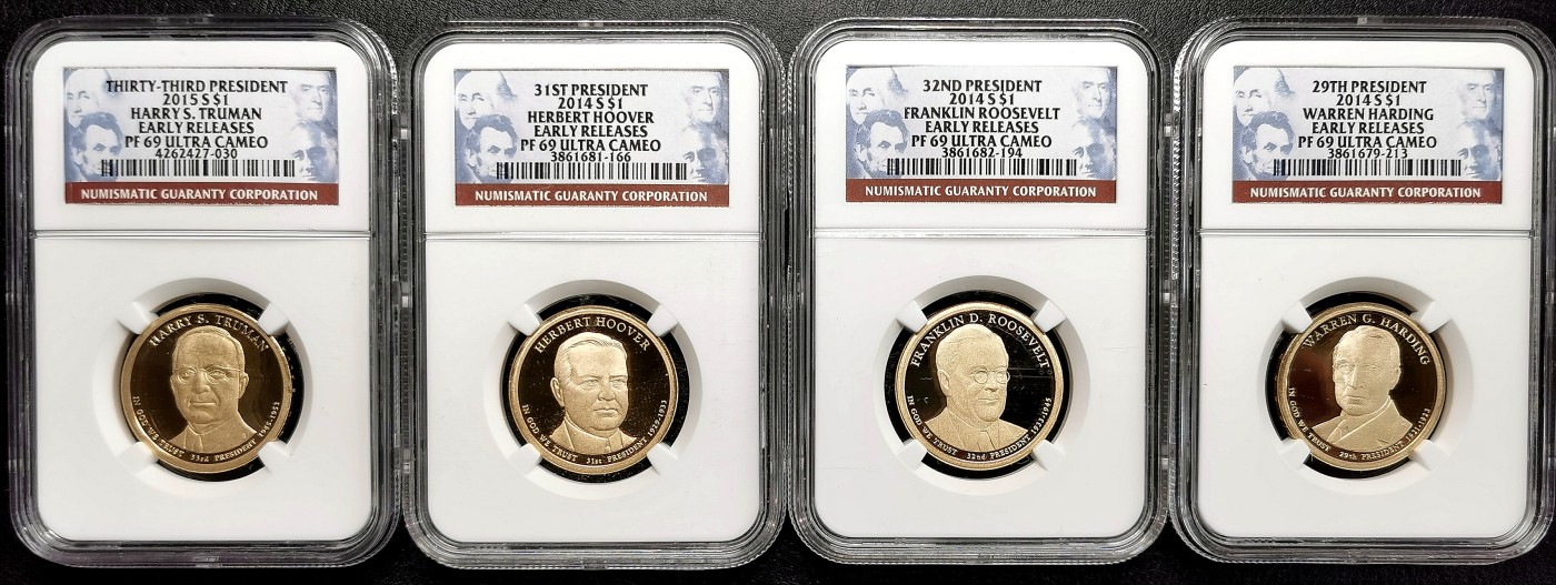 凡希社世界钱币微拍第二百六十七期 2014美国总统纪念壹元四枚套NGC-PF69UC