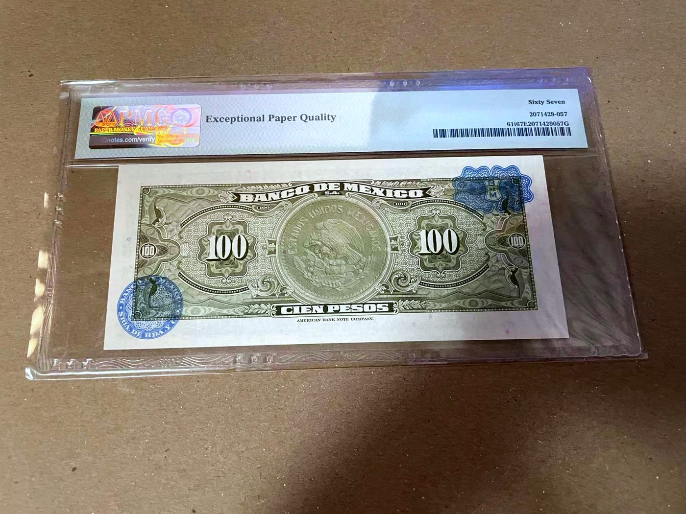 【Blue Auction】✨世界纸币精拍第468期【精】 【一组6张 999598全同号】墨西哥 1967-73年1-100比索 PMG67EPQ-66EPQ 设计精美