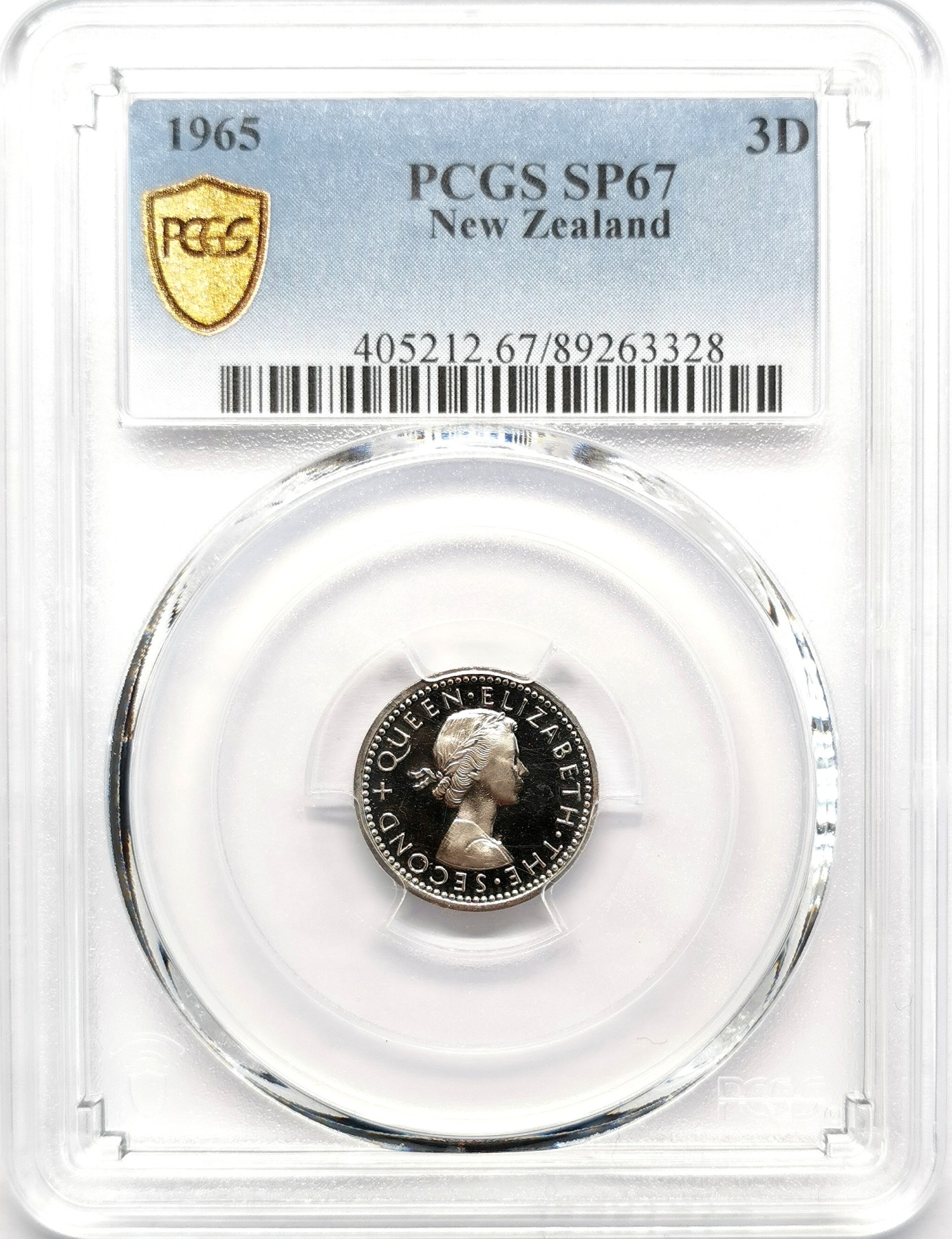 凡希社世界钱币微拍第二百六十七期 1965新西兰伊二3便士PCGS-SP67