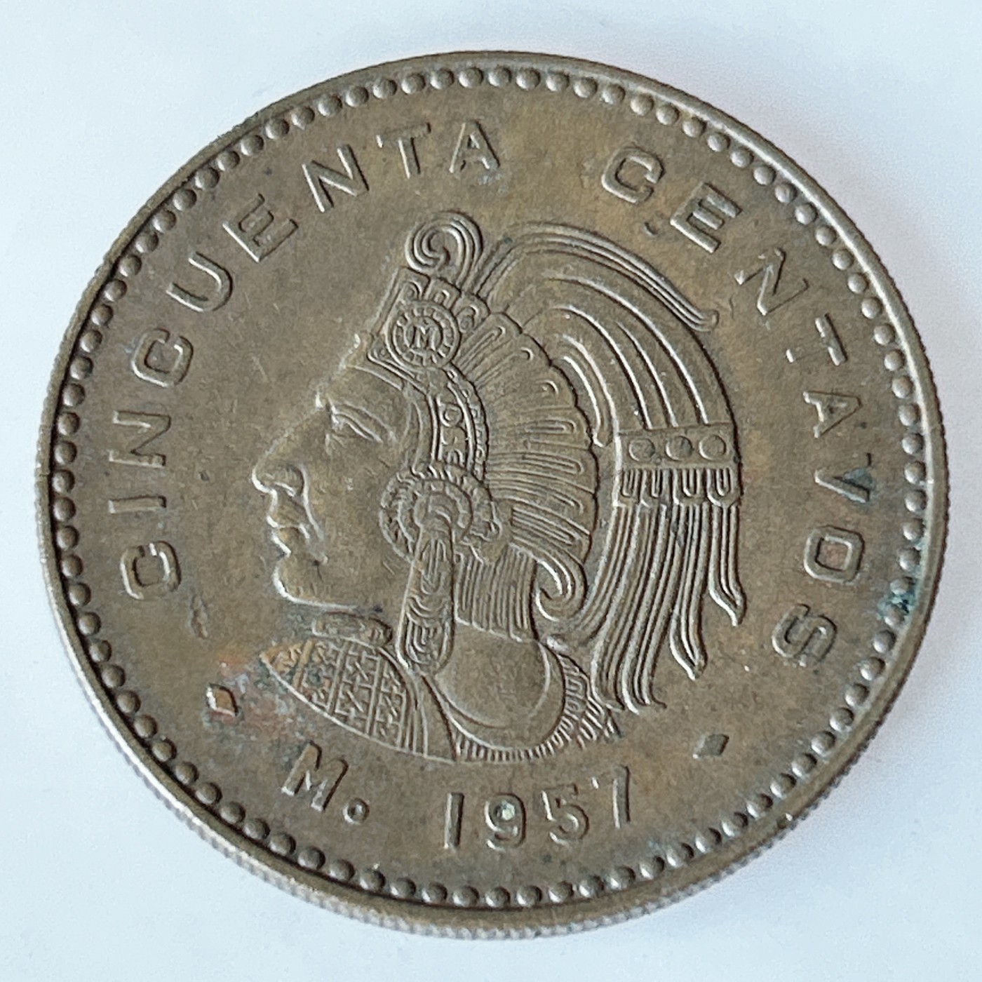 海外回流1元起拍小铺 各国钱币散币场 第11期 墨西哥1957年50分铜币 瓜特穆斯酋长