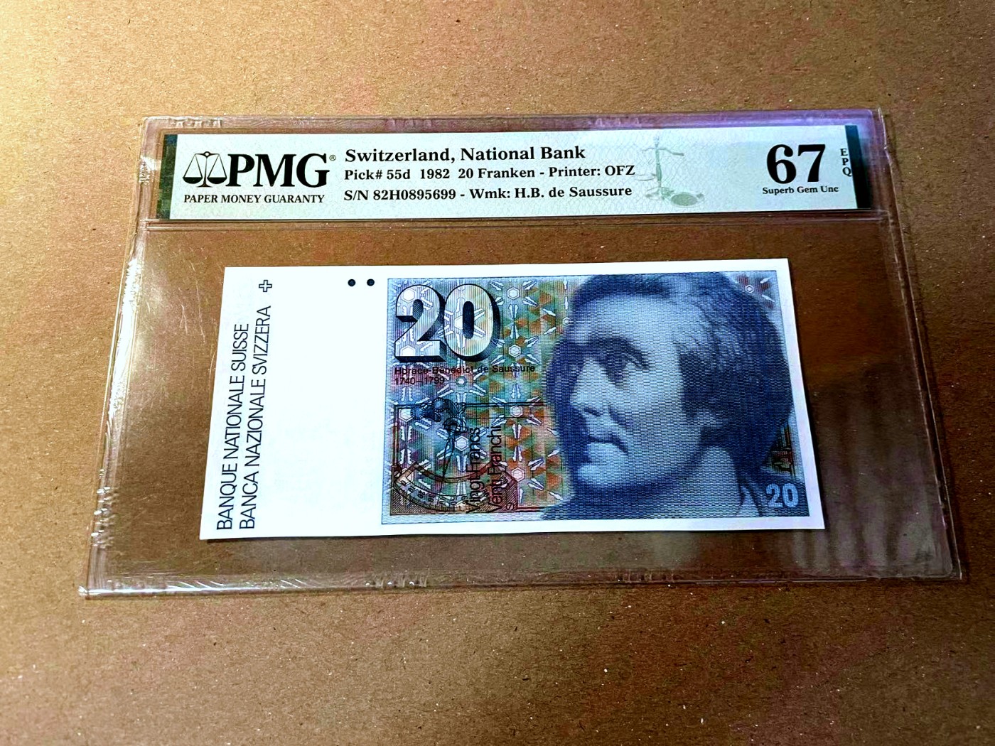 【Blue Auction】✨世界纸币精拍第468期【精】  【无47】瑞士 1982年20法郎 PMG67EPQ 高分