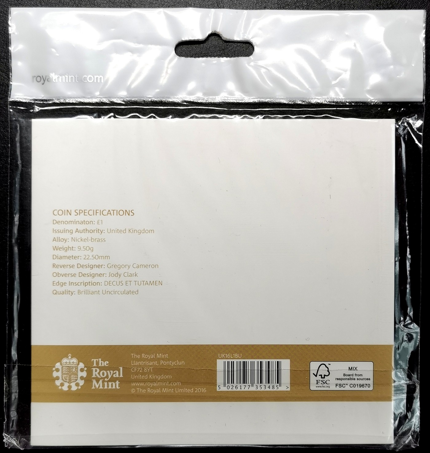 凡希社世界钱币微拍第二百六十七期 2016英国最后的圆形纪念1镑原厂包装！