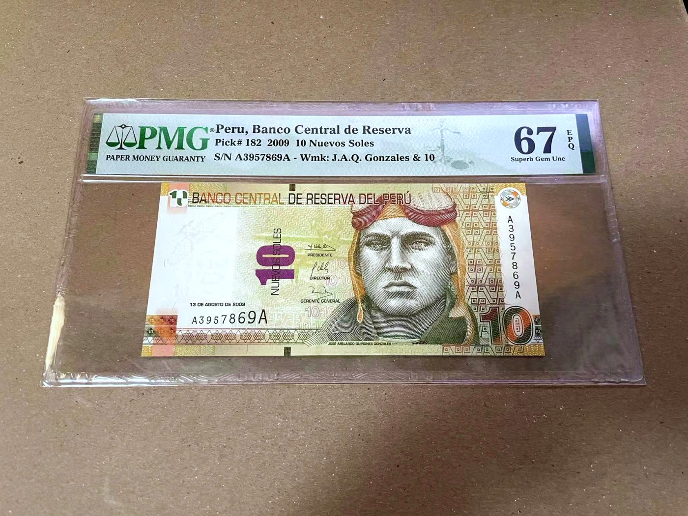 【Blue Auction】✨世界纸币精拍第468期【精】 【冠军分 AA】秘鲁 2009年10新索尔 PMG67EPQ 高分