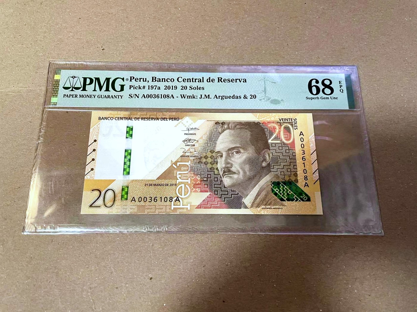 【Blue Auction】✨世界纸币精拍第468期【精】 【AA无47】秘鲁 2019年20索尔 PMG68EPQ 超高分