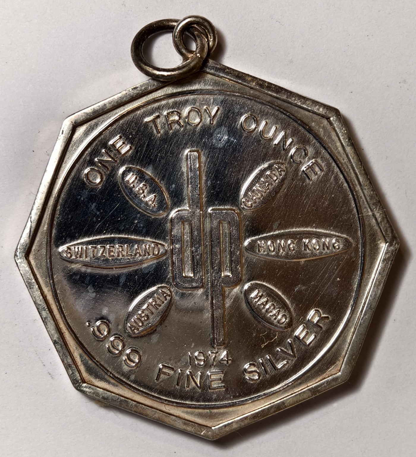 紫瑗钱币——第344期拍卖 美国 1974年 deak-perera 公司 1盎司 六边形银章 31.1克 0.999银 