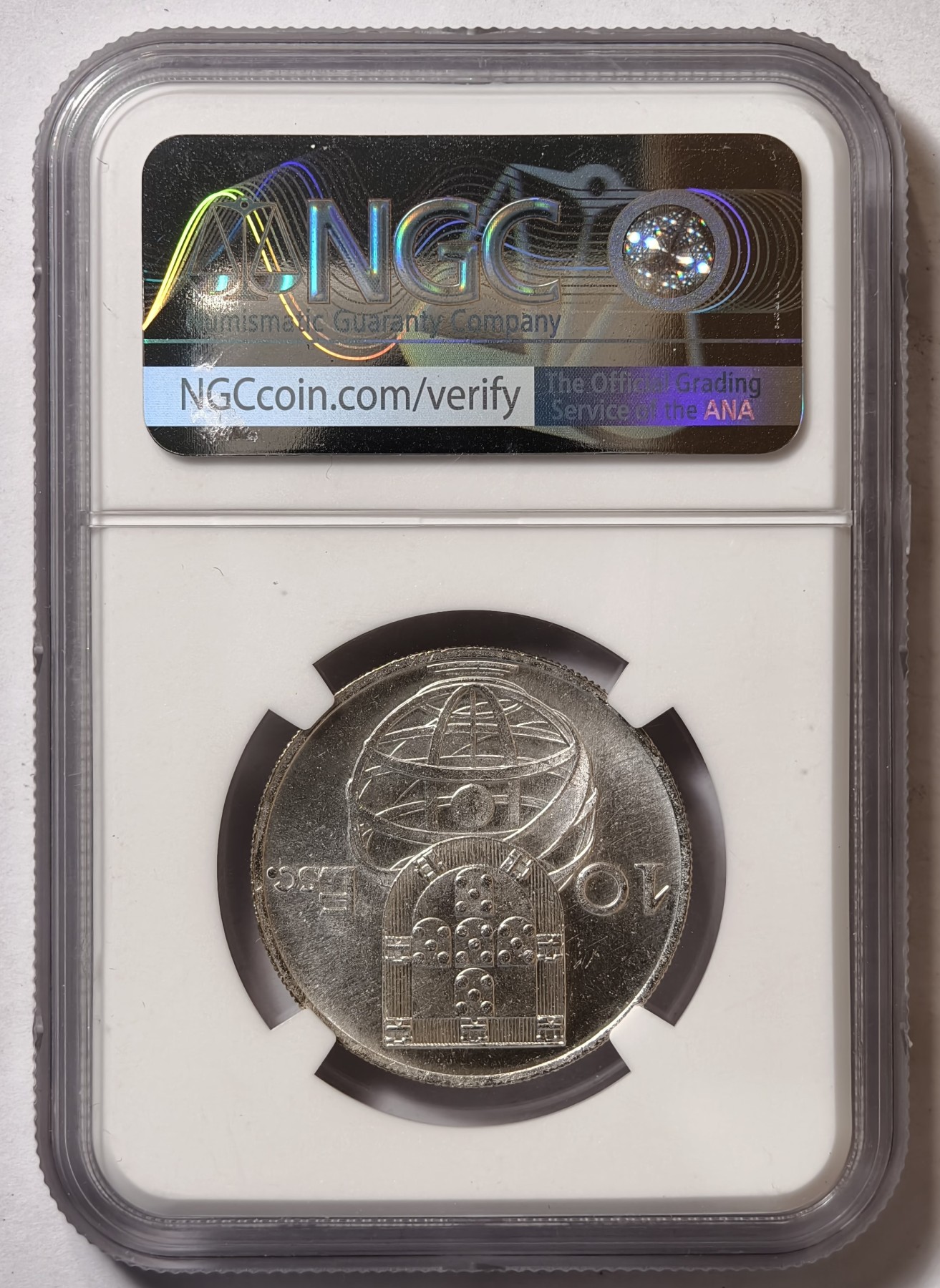 紫瑗钱币——第472期 葡萄牙 1954年 帆船  10埃斯库多 银币 NGC  UNC DETAILS
