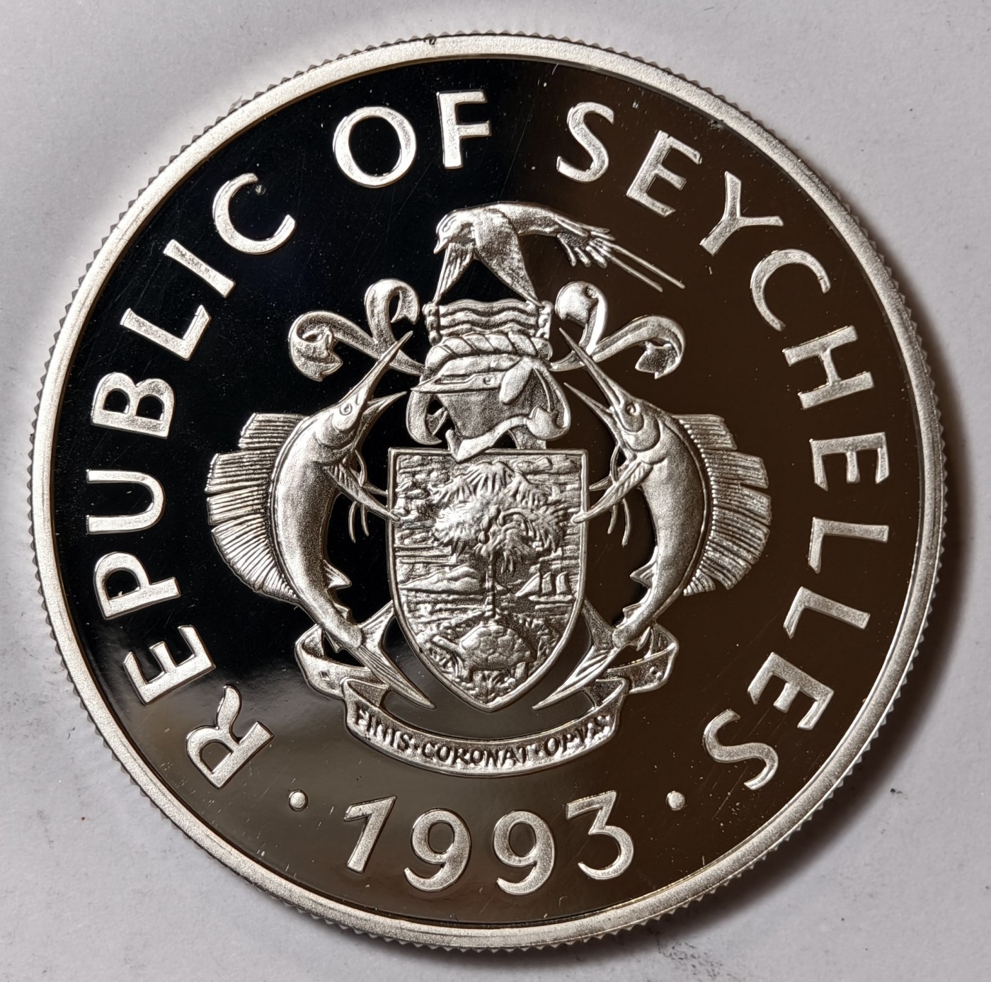 紫瑗钱币——第344期拍卖 塞舌尔 1993年 伊丽莎白女王加冕40周年 25卢比 31.47克 0.925银 精制