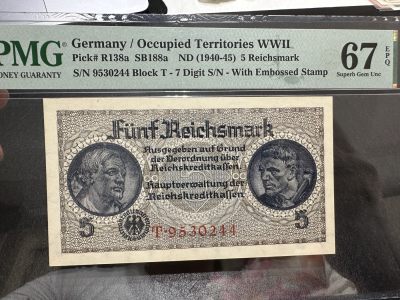 《外钞收藏家》第三百七十一期 - 1940-45年版德国5马克 PMG67