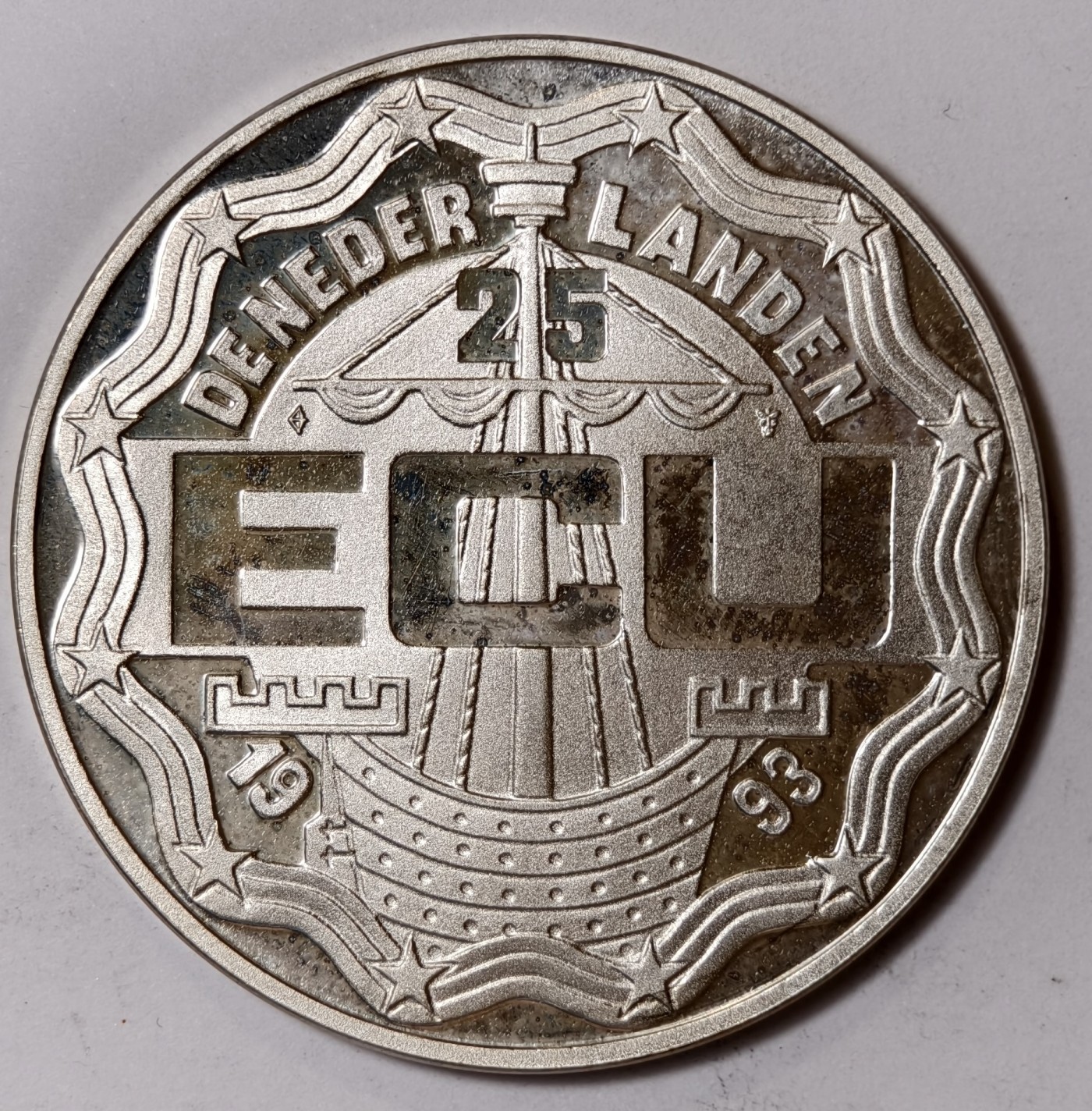 紫瑗钱币——第344期拍卖 荷兰 1993年 水利工程师 扬 莱赫瓦特 25埃局 25克 0.925银 精制