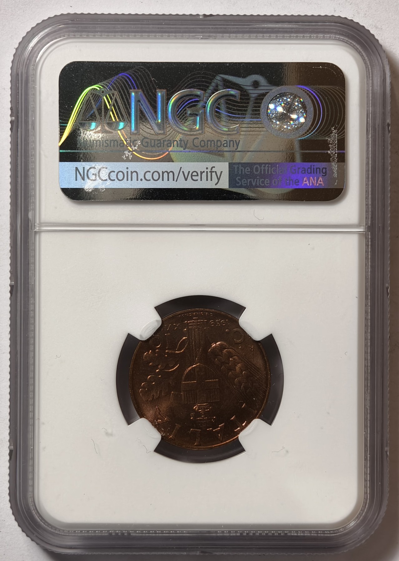 紫瑗钱币——第344期拍卖 意大利 1939年 伊曼纽尔三世 10分 铜币 NGC MS64 RB