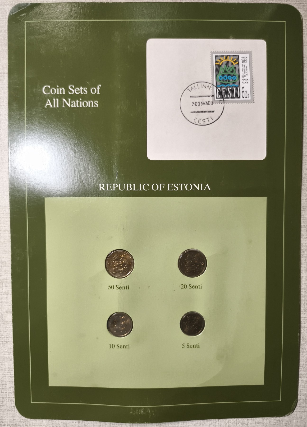 紫瑗钱币——第344期拍卖 爱沙尼亚 富兰克林卡装 5-50生丁 4枚全套  UNC