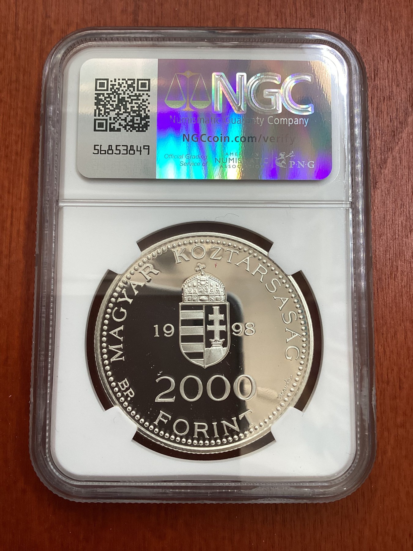 长老汇龙年精选第四场 1998BP 匈牙利欧盟欧元2000弗林特精制银币，NGC PF69UC，唯二冠军分，1.2万枚