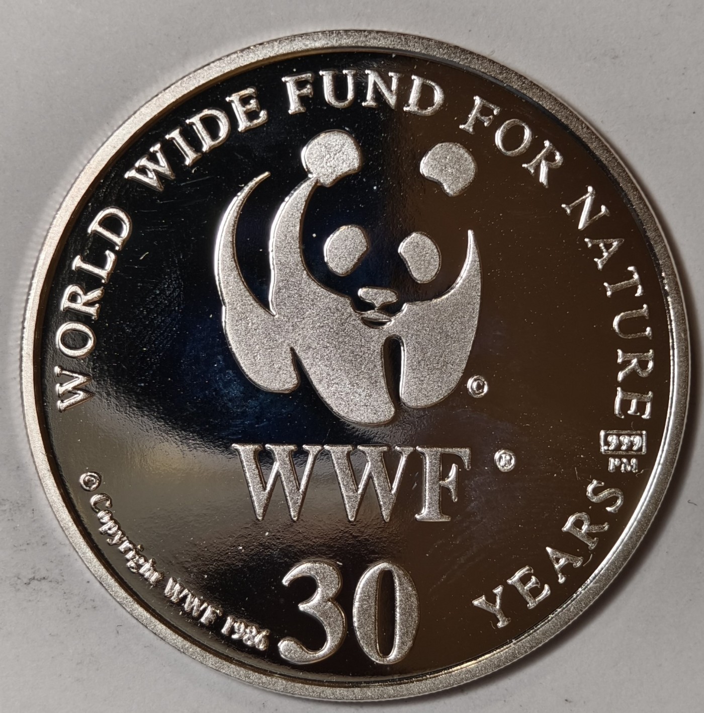 紫瑗钱币——第344期拍卖 联合国 1986年 WWF野生基金会30周年 喙头蜥 纪念章 20克 0.999银 精制