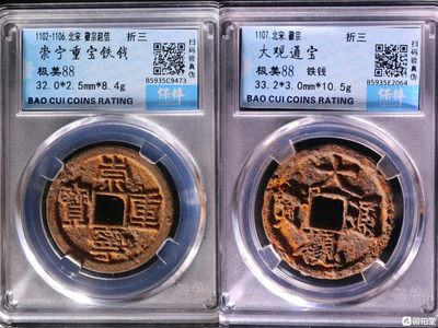 四枚铁钱盒子币，大观通宝，崇宁通宝，崇宁重宝，崇宁重宝 - 四枚铁钱盒子币，大观通宝，崇宁通宝，崇宁重宝，崇宁重宝
