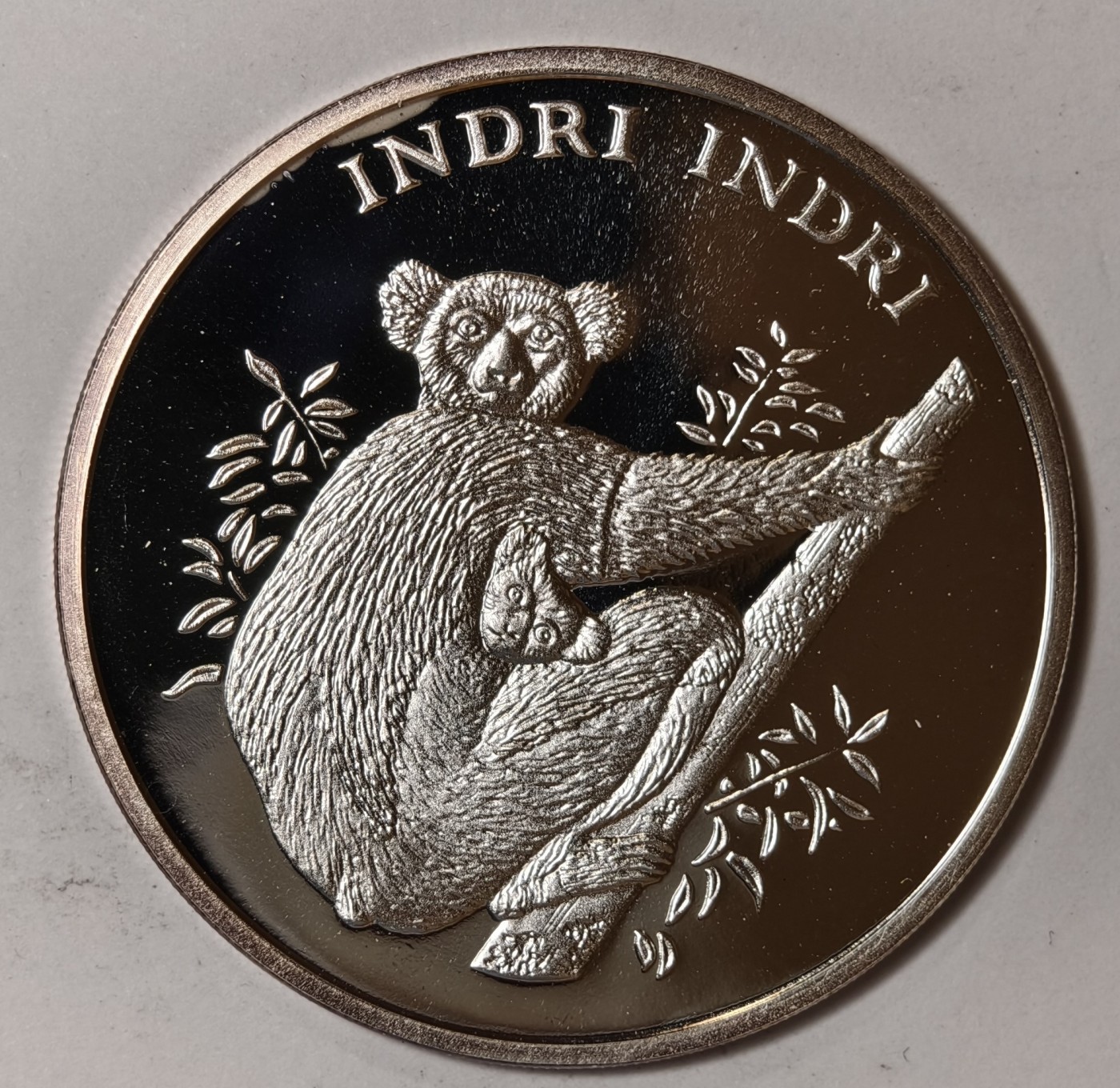 紫瑗钱币——第344期拍卖 联合国 1986年 WWF野生基金会30周年 光面狐猴 纪念章 20克 0.999银 精制