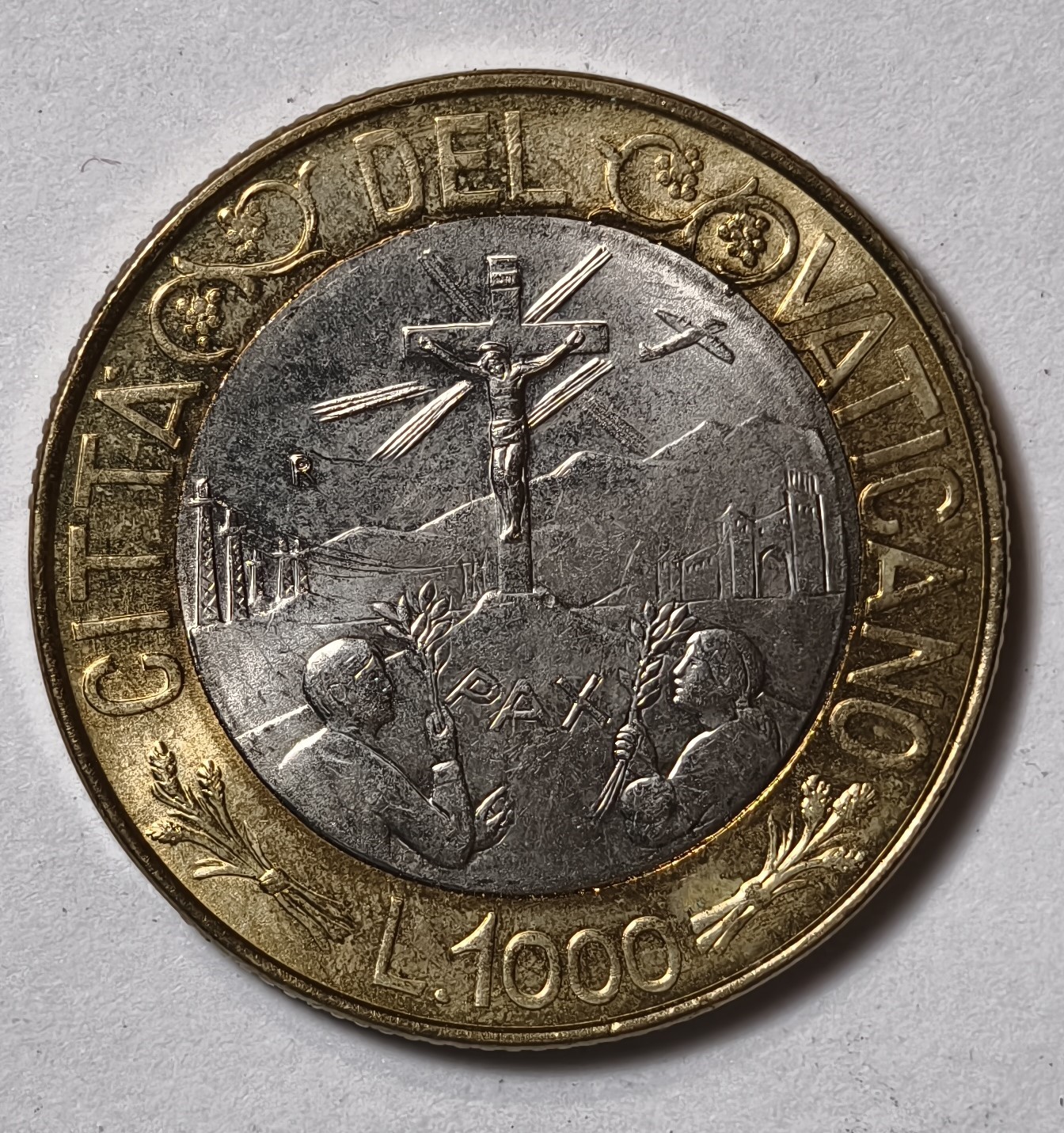 紫瑗钱币——第344期拍卖 梵蒂冈 1999年 保罗二世 1000里拉 双色币 UNC