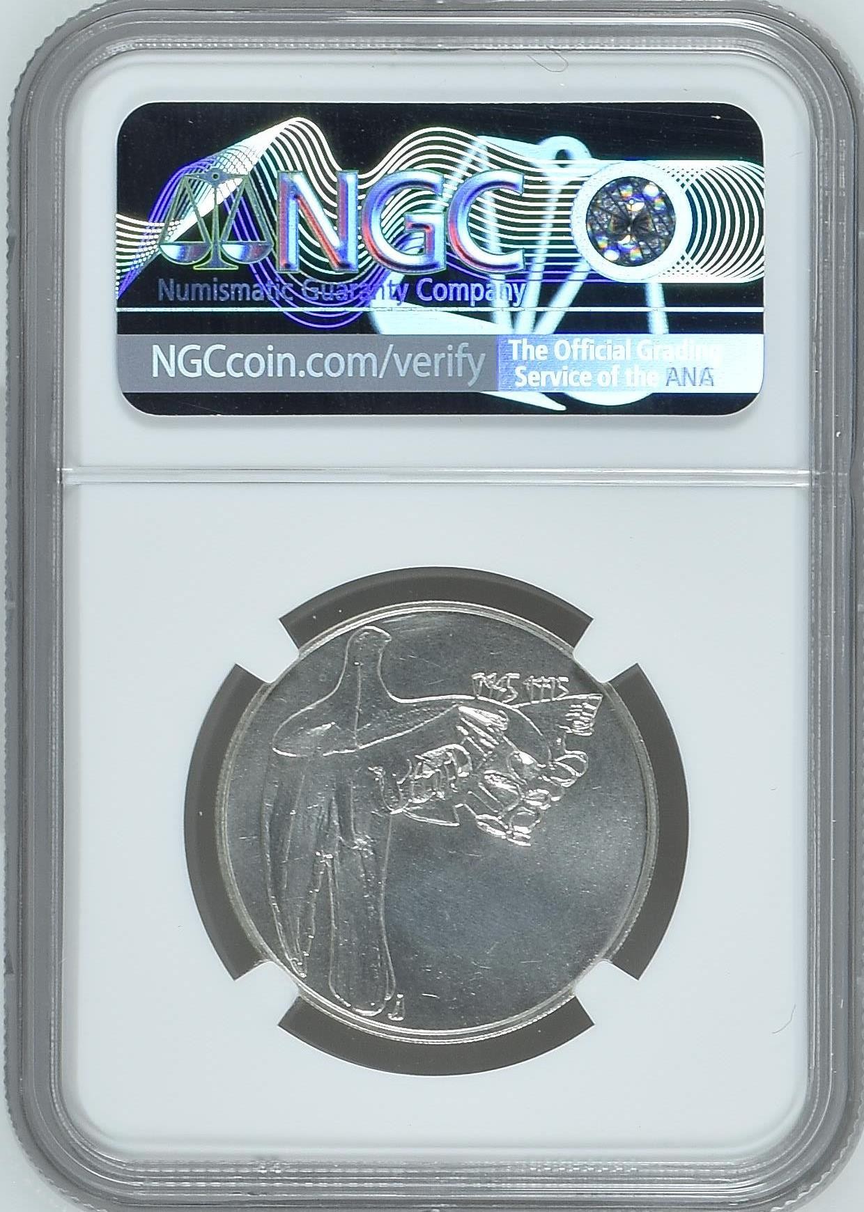 长老汇龙年精选第四场 1995 捷克战胜法西斯200克朗银币，NGC MS65分，唯一冠军分，1997年5830枚销毁，少见，冠军分外网基本2000元往上