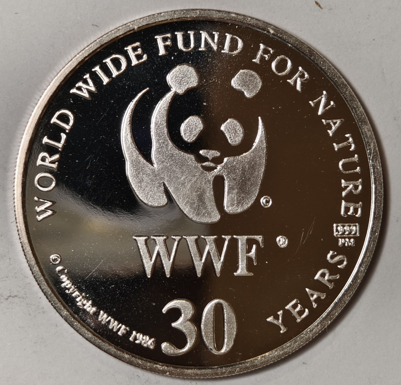 紫瑗钱币——第344期拍卖 联合国 1986年 WWF野生基金会30周年 圣文森亚马孙鹦鹉 纪念章 20克 0.999银 精制