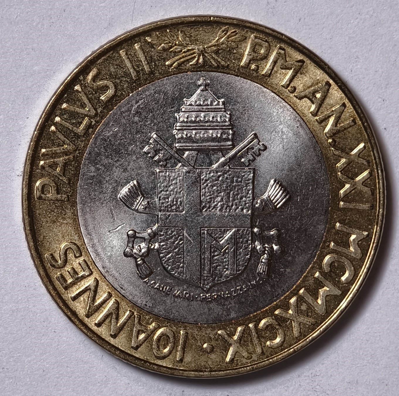 紫瑗钱币——第344期拍卖 梵蒂冈 1999年 保罗二世 1000里拉 双色币 UNC