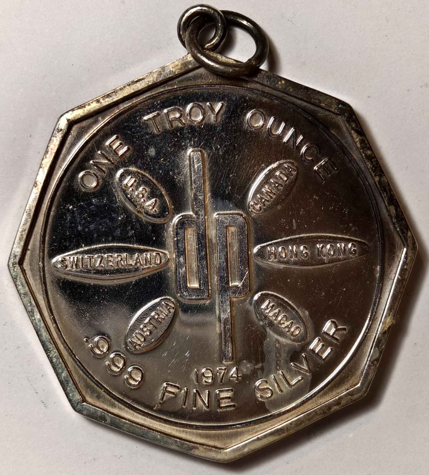 紫瑗钱币——第344期拍卖 美国 1974年 deak-perera 公司 1盎司 六边形银章 31.1克 0.999银 