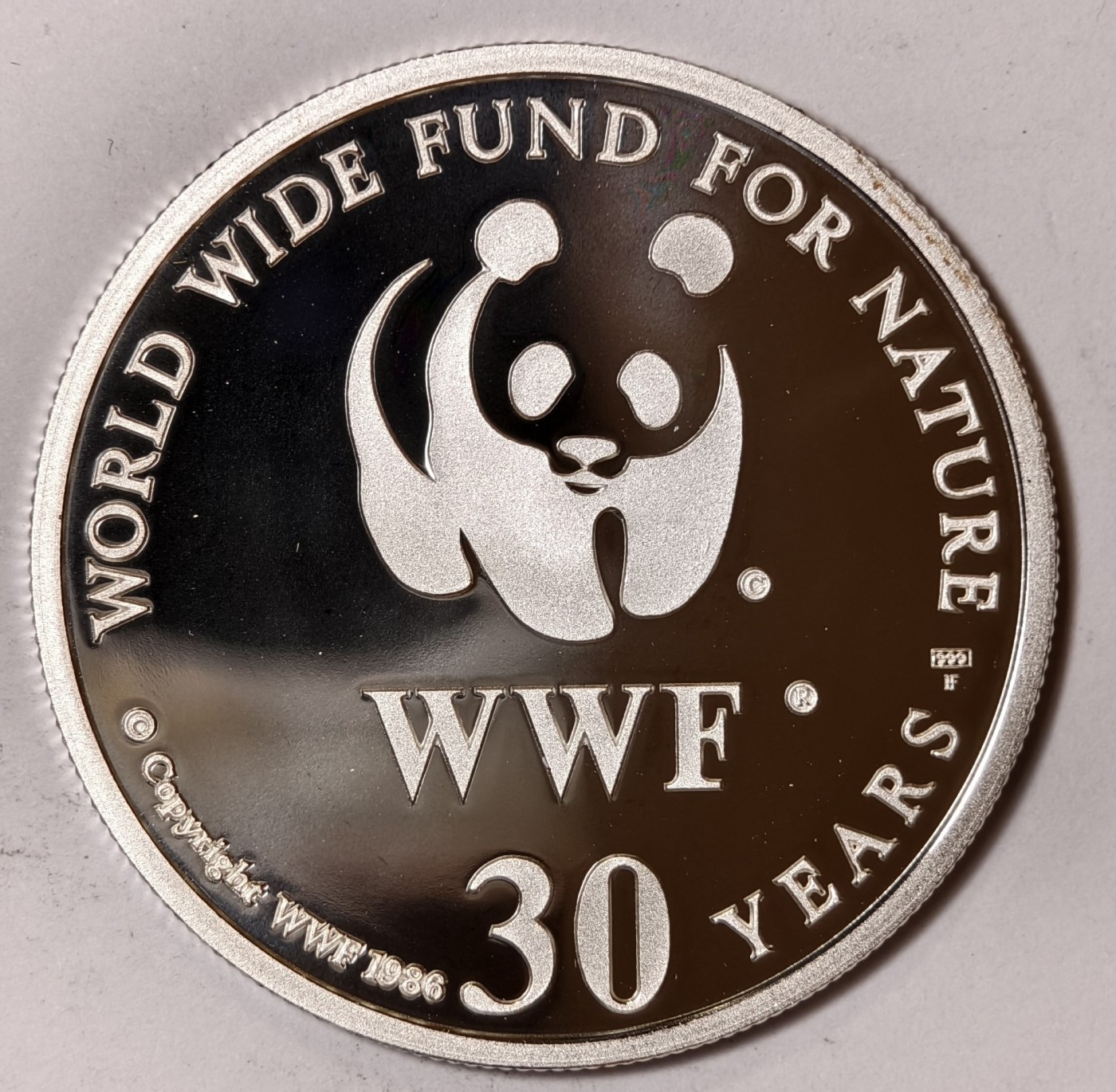 紫瑗钱币——第344期拍卖 联合国 1986年 WWF野生基金会30周年 猞猁 纪念章 20克 0.999银 精制