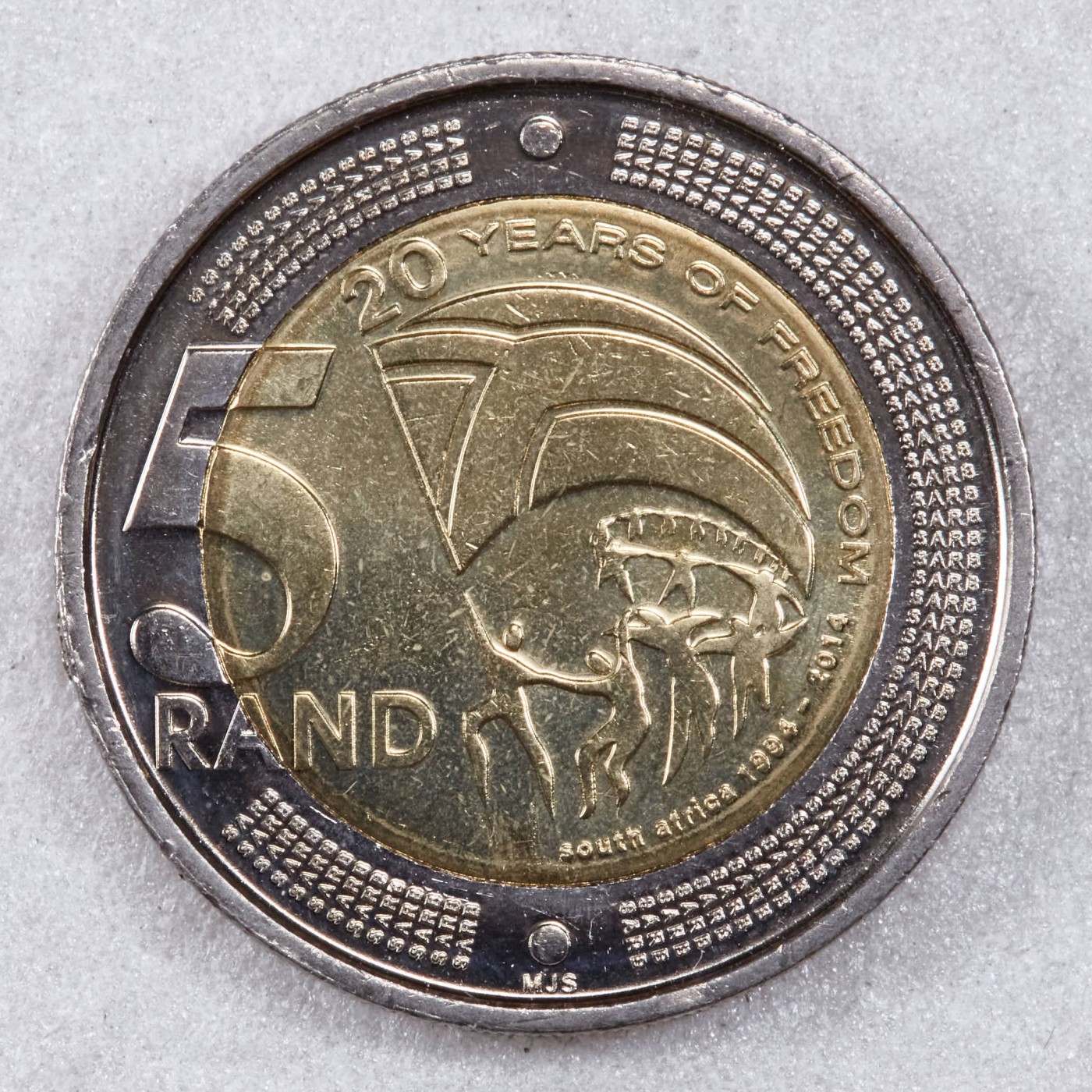 S&S Numismatic世界钱币-拍卖 第117期  南非2014年 自由20年 5兰特双色纪念币