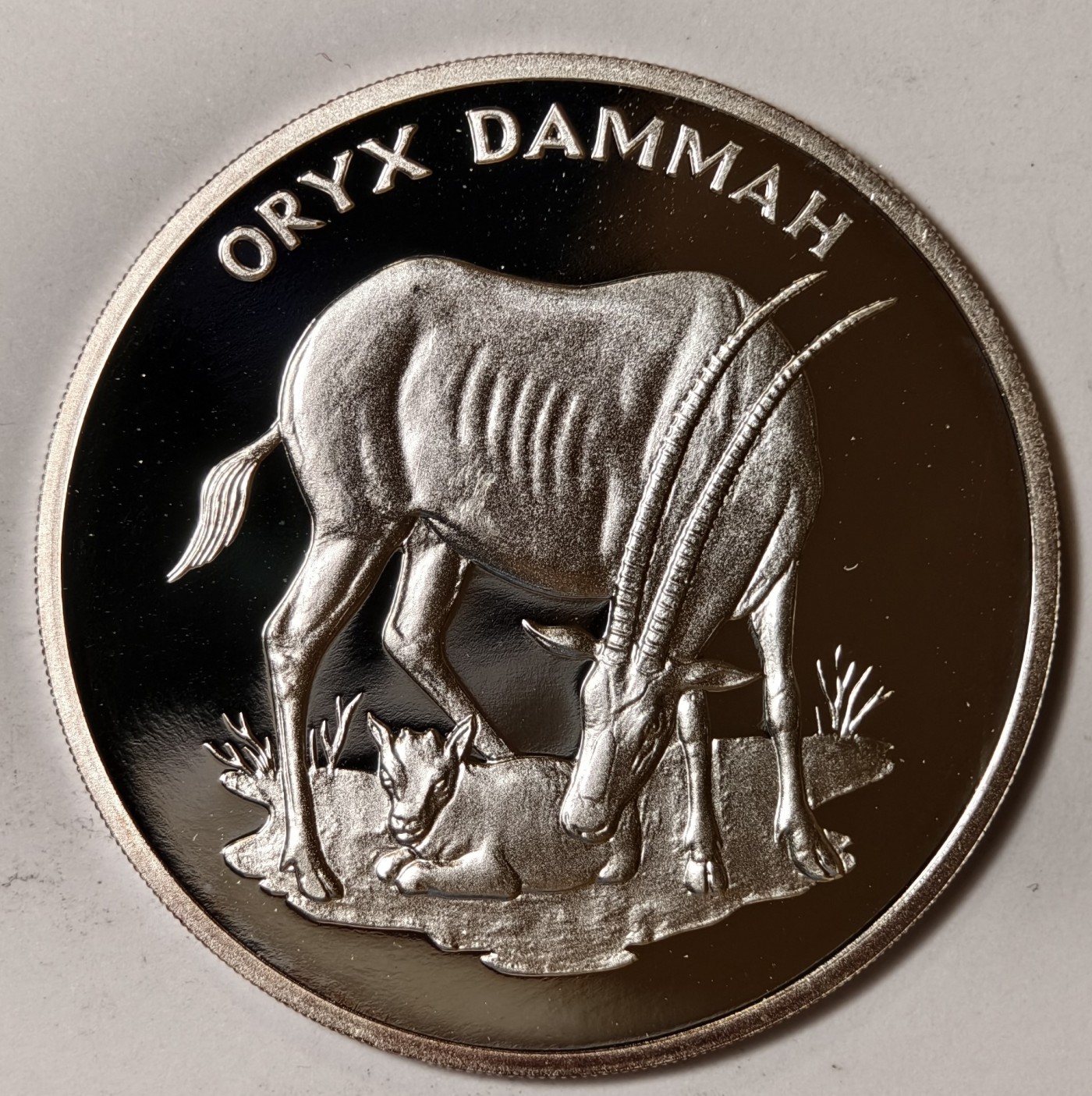 紫瑗钱币——第344期拍卖 联合国 1986年 WWF野生基金会30周年 弯角大羚羊 纪念章 20克 0.999银 精制