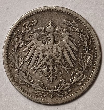 紫瑗钱币——第578期 - 德国 1906年 F版 第二帝国 1/2马克 银币 2.77克 0.9银