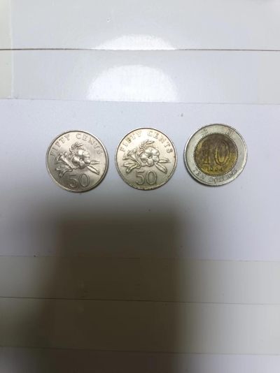 【20240501】非全新纸币第133场 - 新加坡2枚硬币、香港1枚硬币