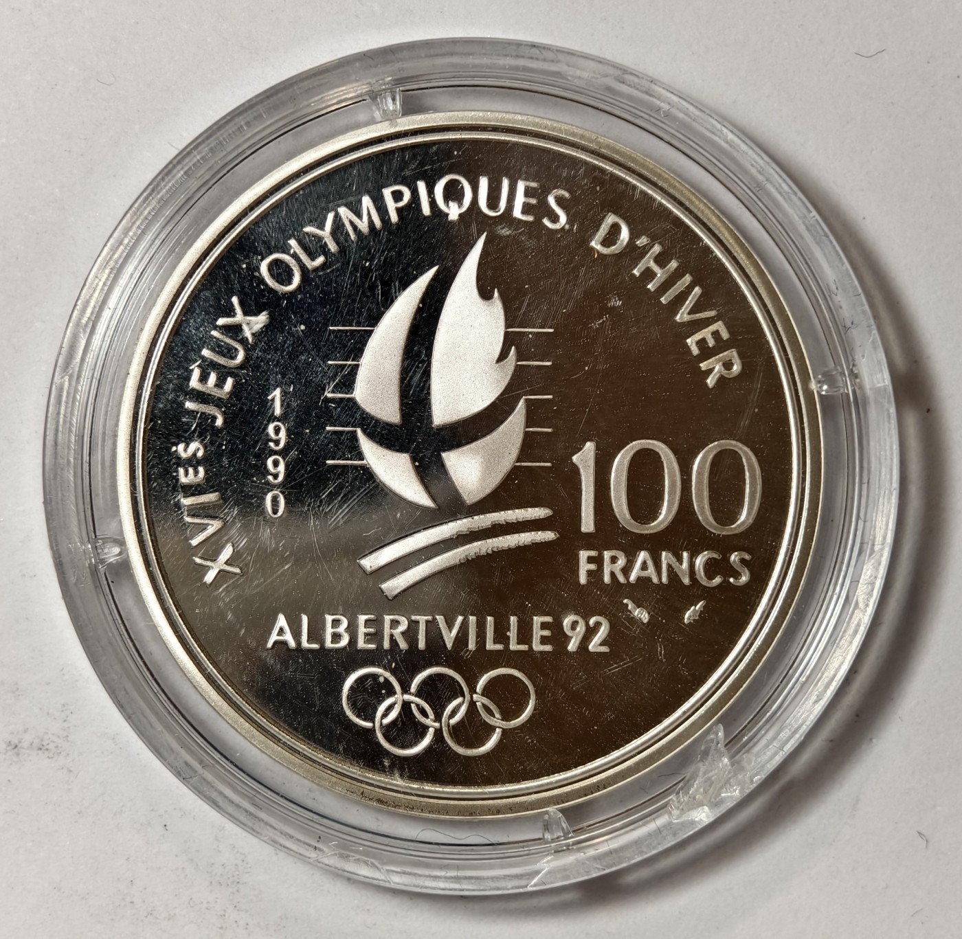 紫瑗钱币——第344期拍卖 法国 1990年 92阿尔贝维尔冬奥会 速度滑冰者和高山土拨鼠 100法郎 22.2克 0.9银 精制