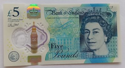 精品钱币 - 英国5镑塑料钞靓号000