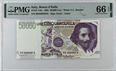 《张总收藏》148期-外币周六畅拍场 - 意大利50000里拉 PMG66E 1992年 无47