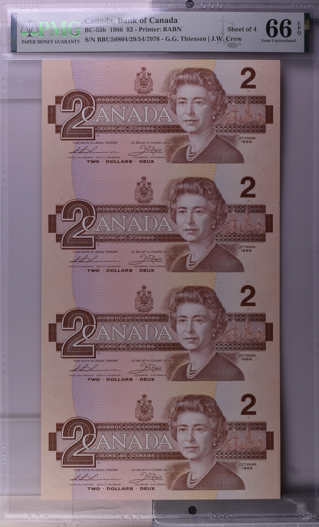 最美潜江 Canada, Bank of Canada, $2 1986 - Printer: BABN