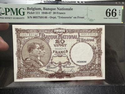 《外钞收藏家》第三百七十一期 - 1947年比利时20法郎 PMG66