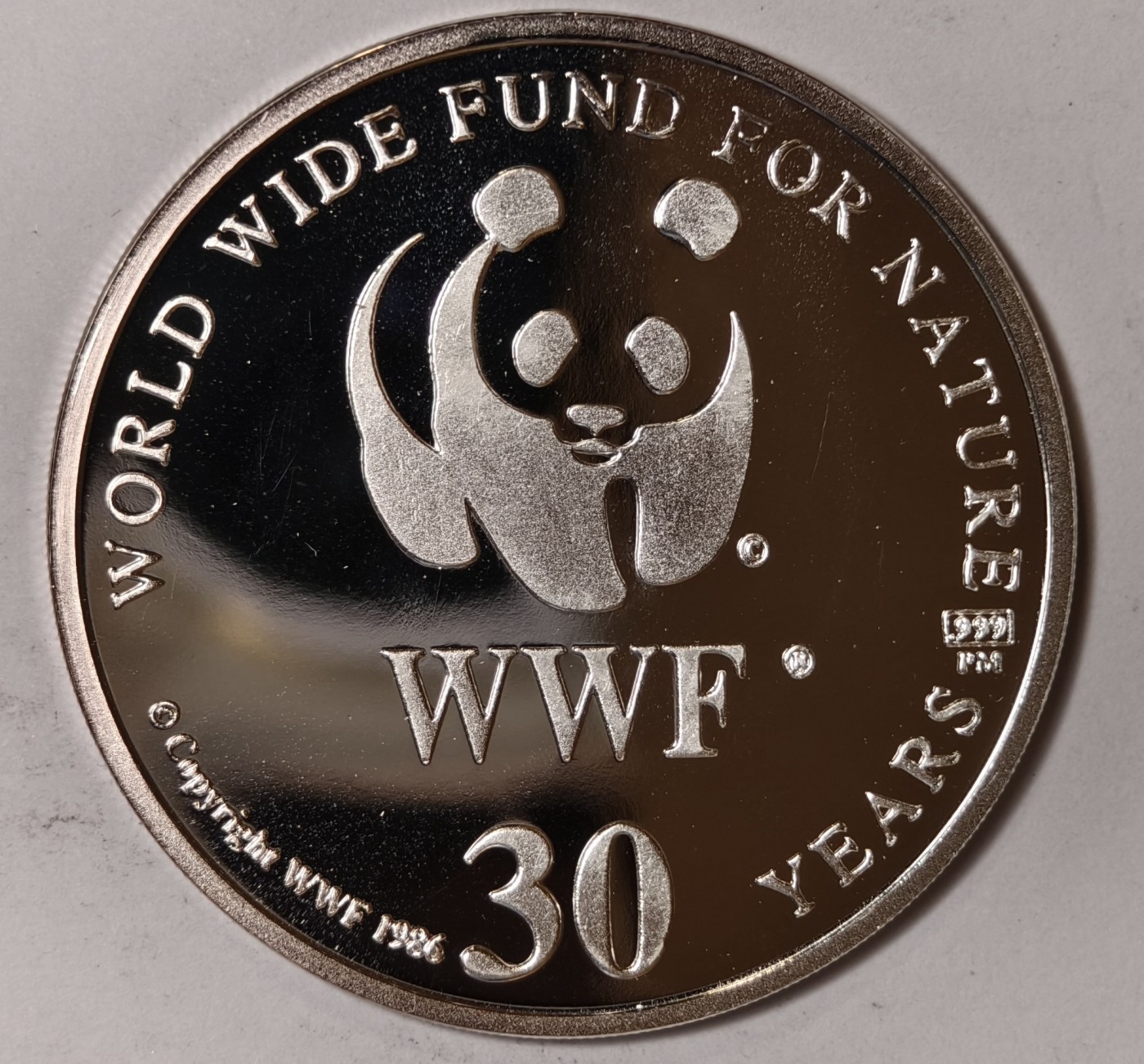 紫瑗钱币——第344期拍卖 联合国 1986年 WWF野生基金会30周年 黄眼企鹅 纪念章 20克 0.999银 精制