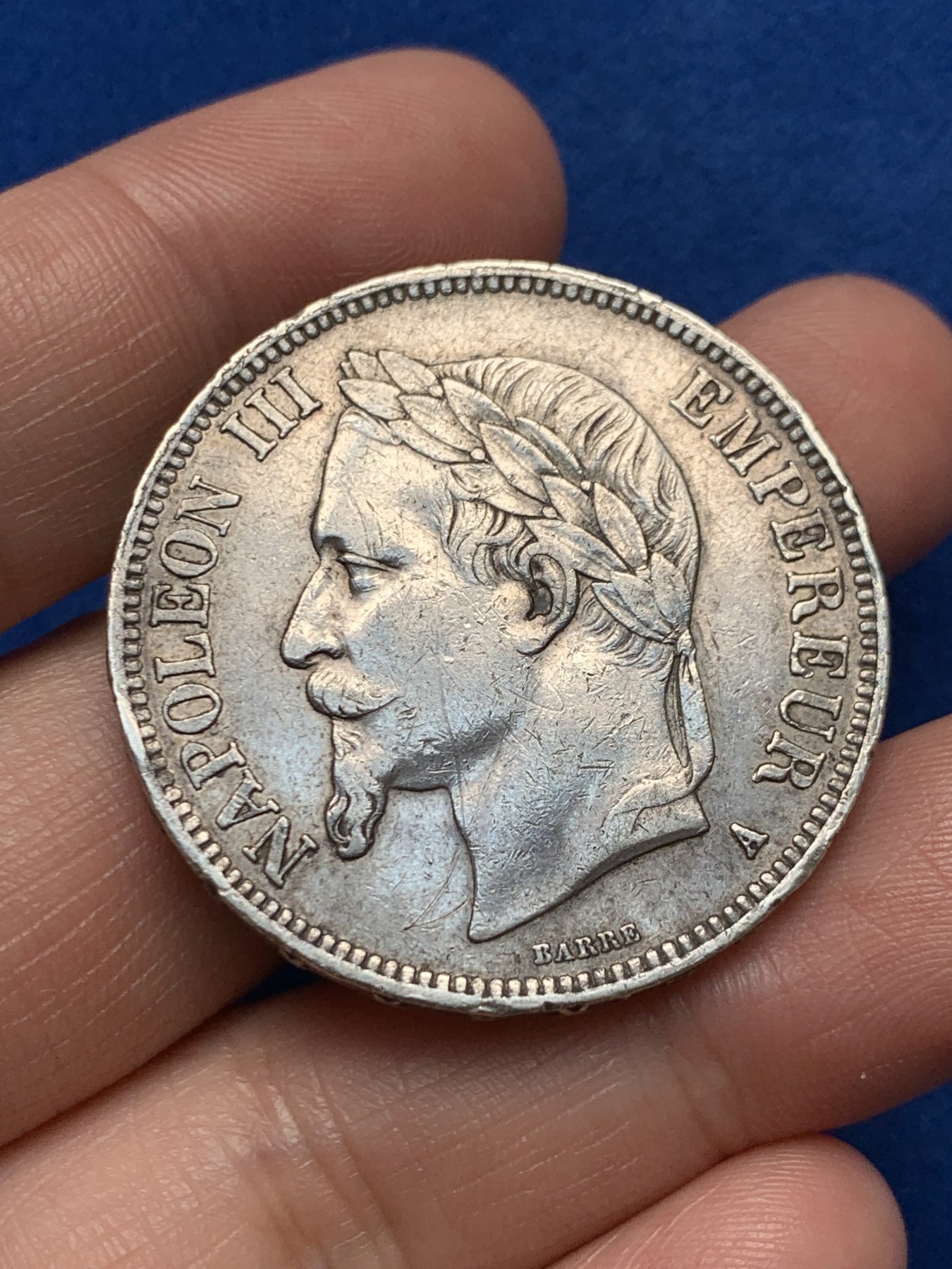 《竞宝斋》第263场-周日，周一 2场连拍 (全场包邮) 法国 1868年 5法郎 拿破仑三世 大银币