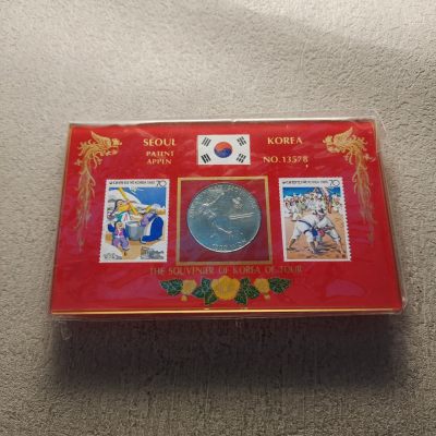 0起1加-纯粹捡漏拍-315银币套币场（五一低佣包邮特惠场） - 韩国1986年1000元首尔奥运会乒乓纪念币封装摆件