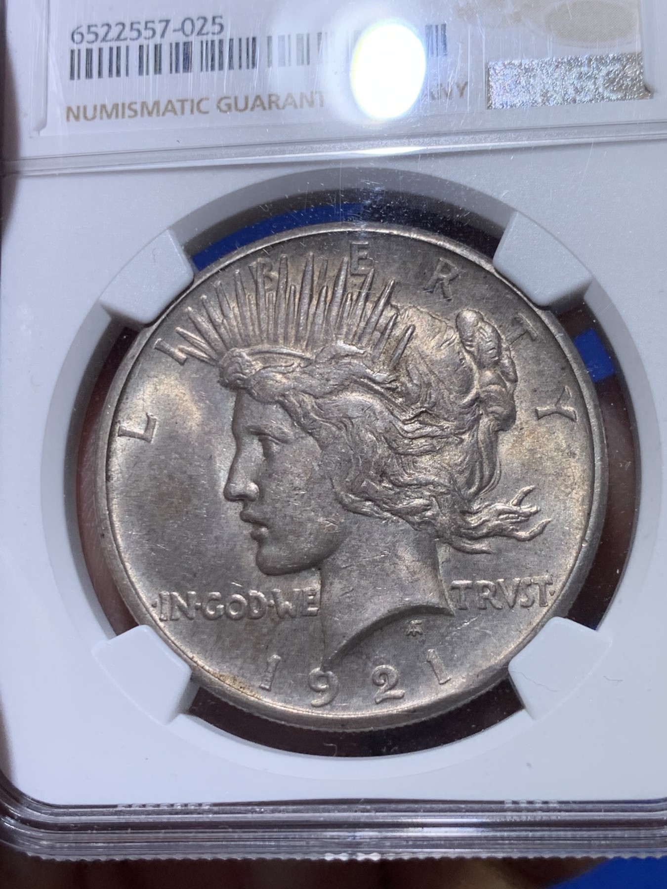 《竞宝斋》第263场-周日，周一 2场连拍 (全场包邮) NGC MS62 美国 1921年 和平鸽银币 首年高浮雕 和平币中的大名誉品 1921年12月28日投产 总共生产100万枚 美系流通币中铸币量算很少了