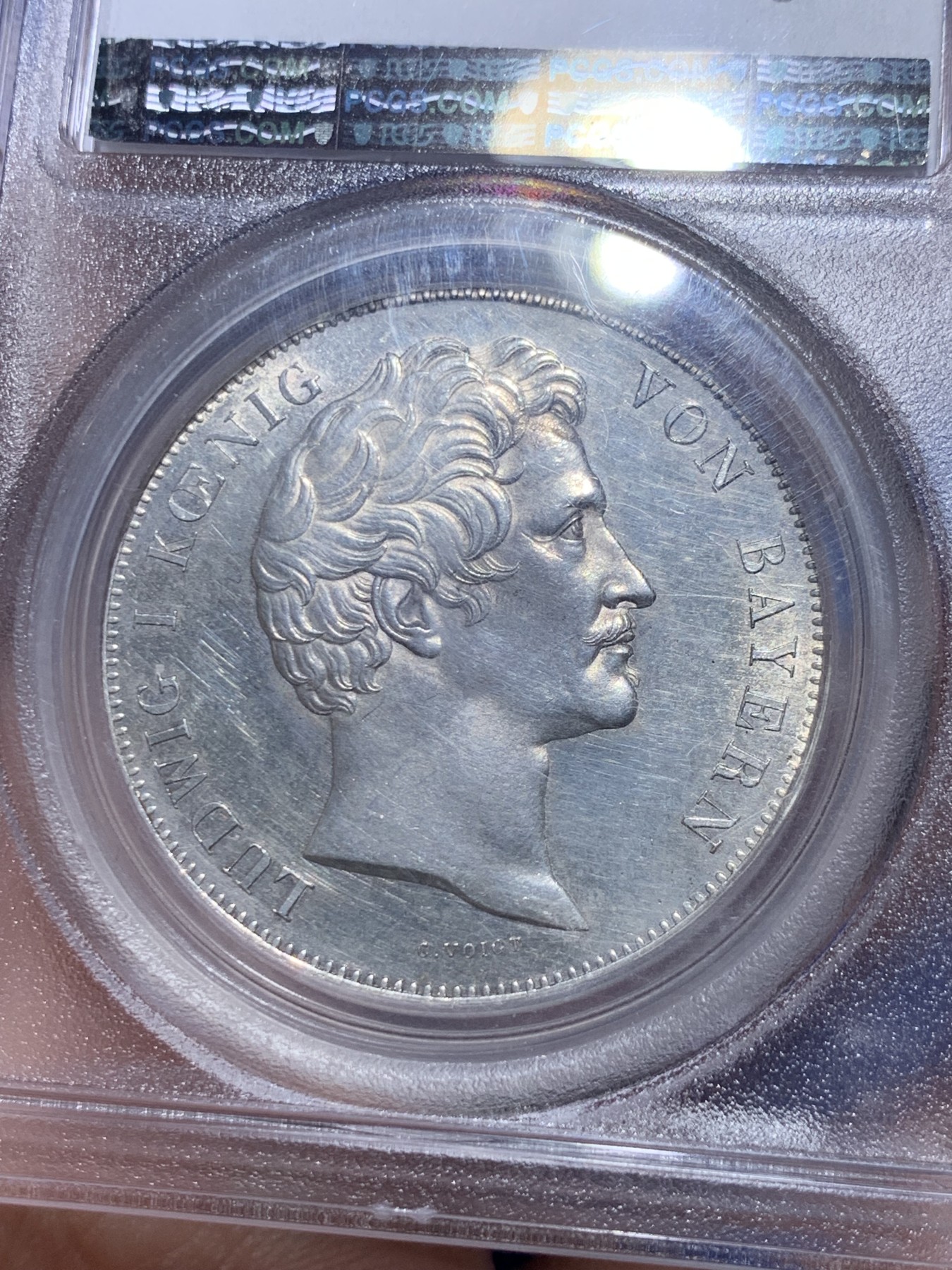 《竞宝斋》第263场-周日，周一 2场连拍 (全场包邮) PCGS UNCD 德国 巴伐利亚王国1842年历史泰勒，大婚纪念2泰勒银币，加厚盒。