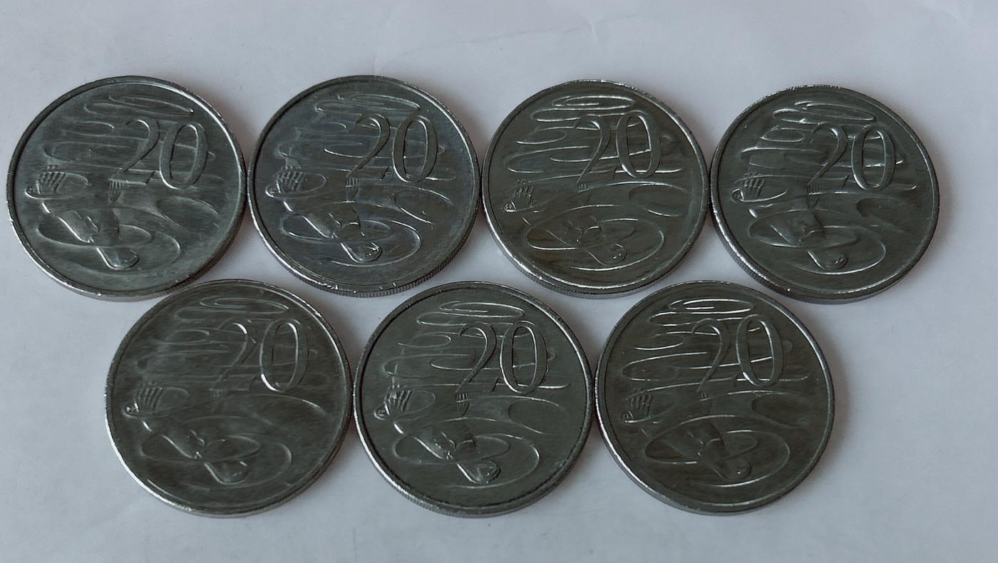 第一海外回流一元起拍收藏 散币专场 第85期 澳大利亚20分 鸭嘴兽 7枚
