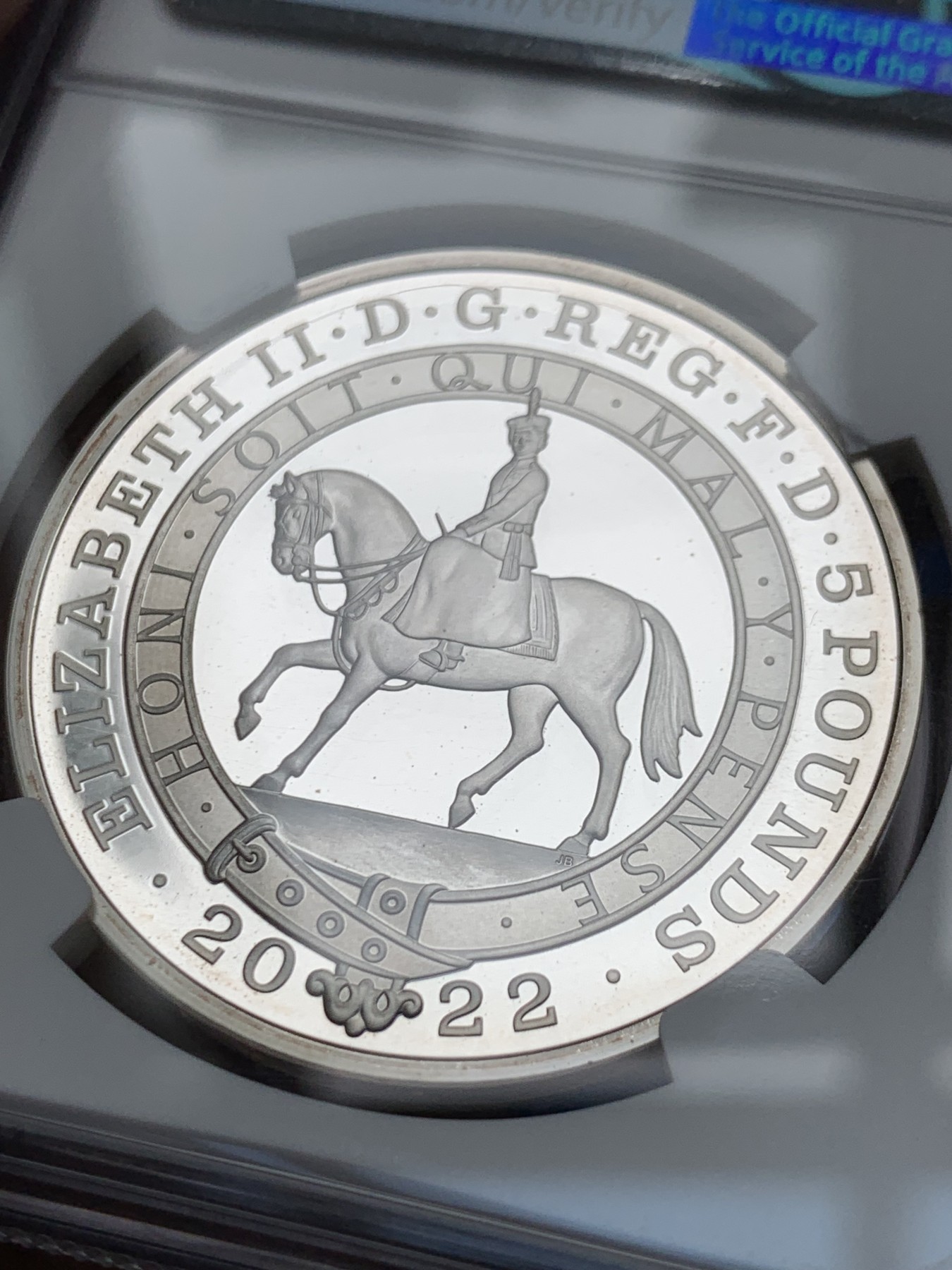 《竞宝斋》第263场-周日，周一 2场连拍 (全场包邮) NGC PF69UC 英国 2022年 女王伊丽莎白二世在位70周年 5镑 银币（盒证齐全，性价比超高）