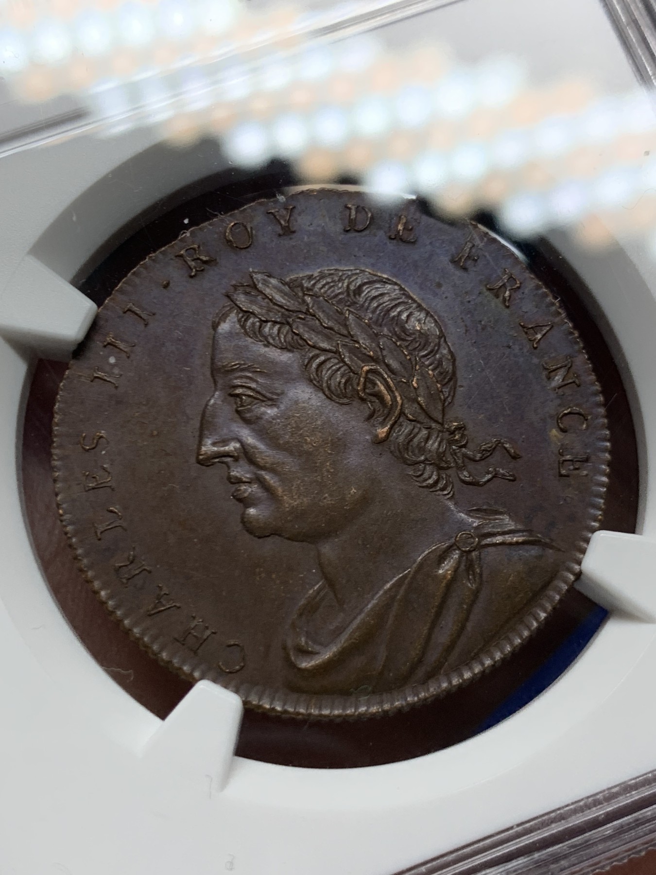 《竞宝斋》第263场-周日，周一 2场连拍 (全场包邮) NGC MS62BN 法国 1830-48 国王系列 查尔斯三世铜章 少见品种