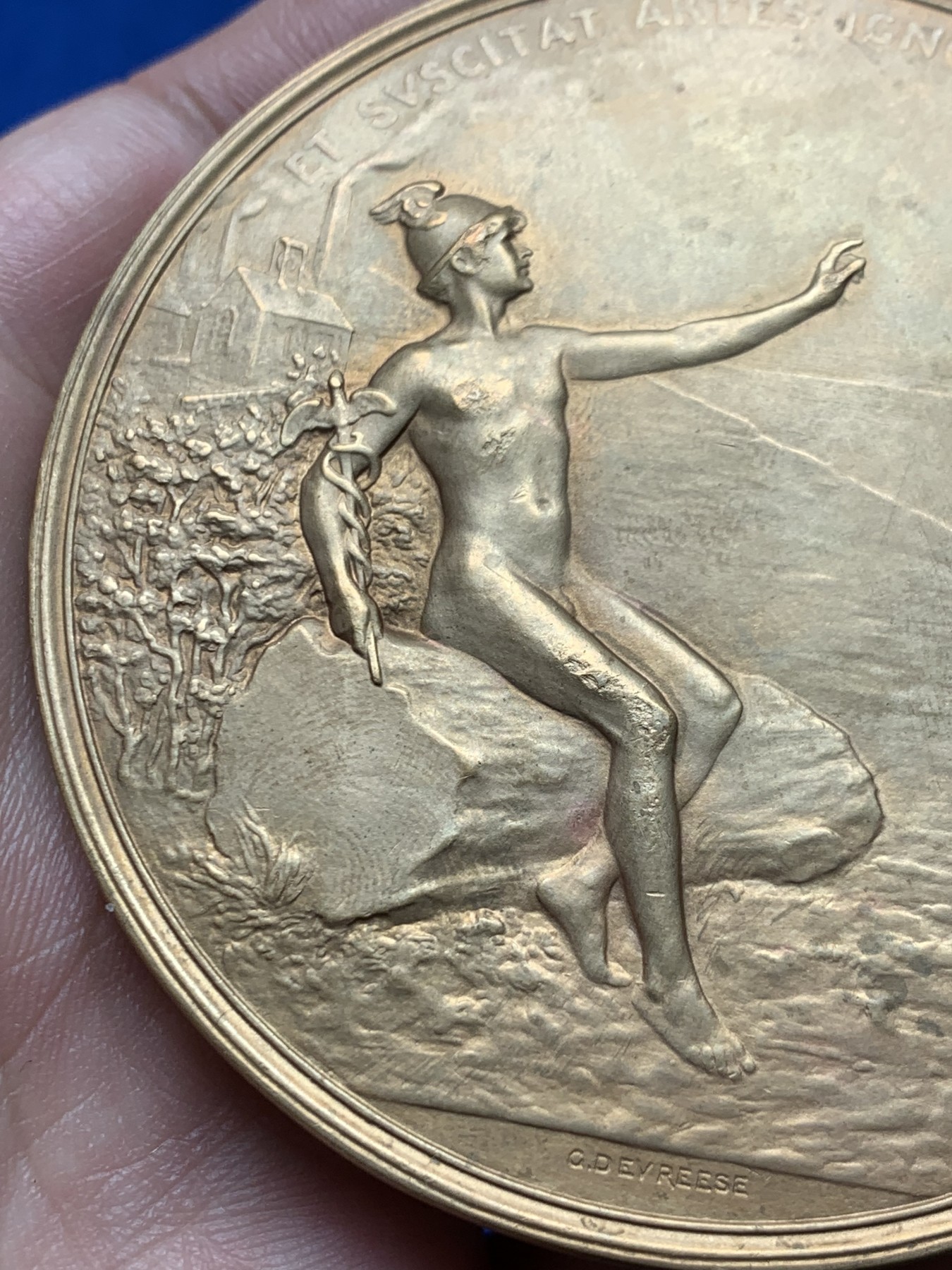 《竞宝斋》第263场-周日，周一 2场连拍 (全场包邮) 法国 1922年 兴业银行成立100周年纪念铜章 126.6克 75.3mm