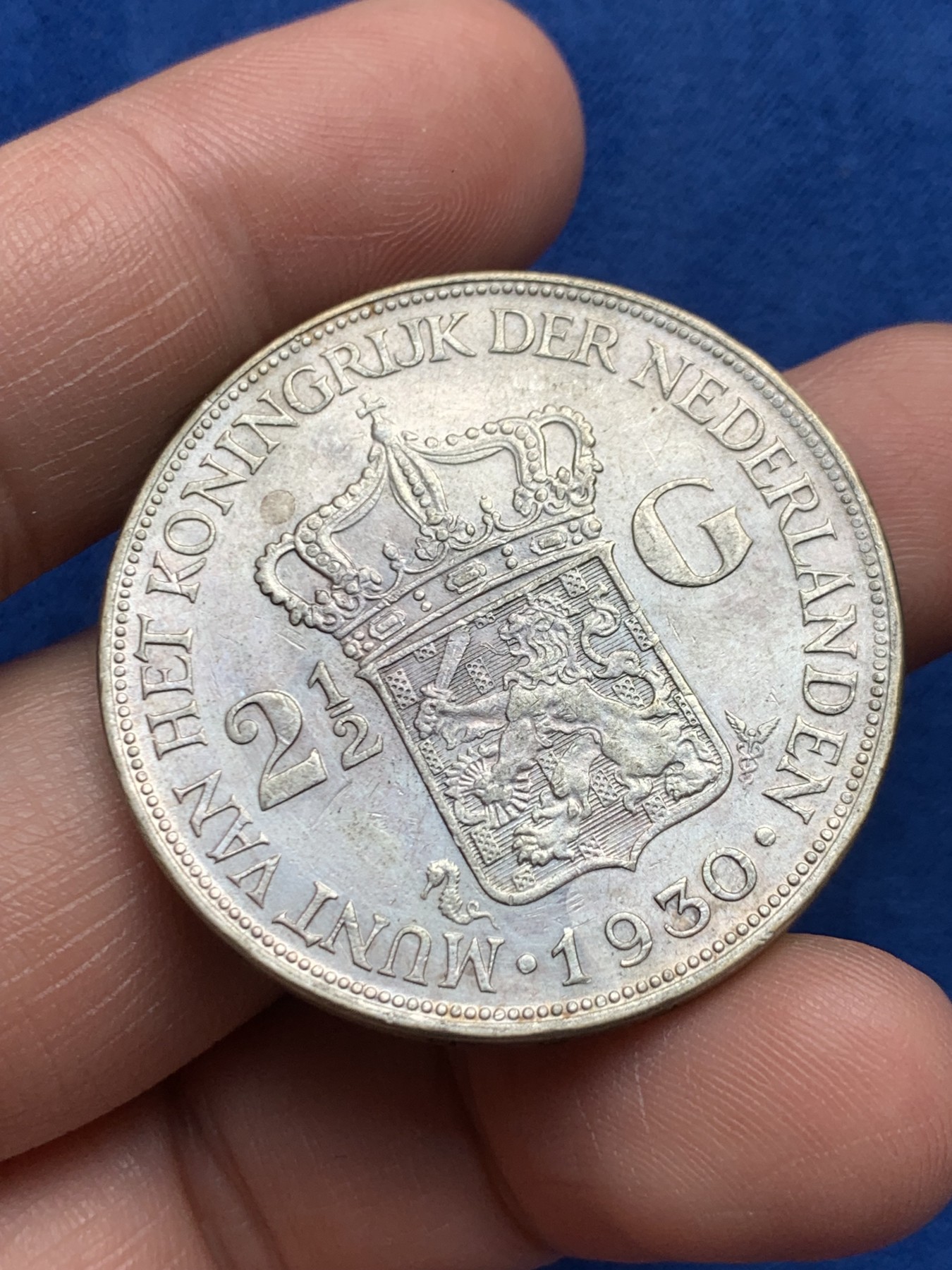 《竞宝斋》第263场-周日，周一 2场连拍 (全场包邮) 荷兰1930年威廉明娜2.5盾大银币